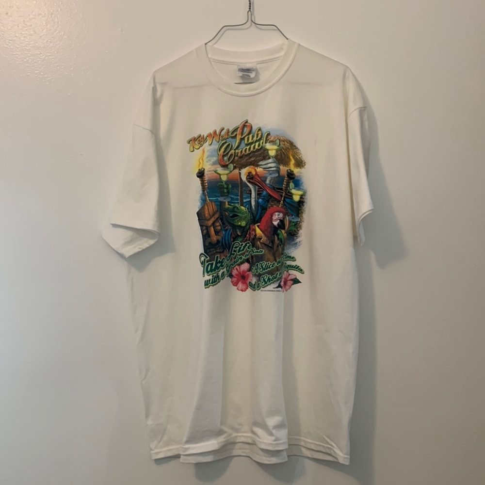 Key West pub crawl t shirt white port and co. xl funny Jimmy Buffett style